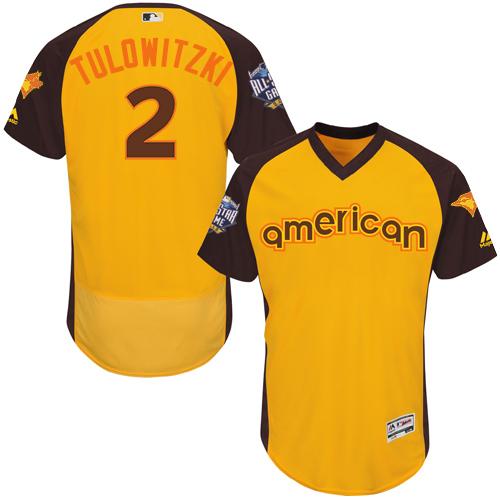 Toronto Blue Jays #2 Troy Tulowitzki Gold Flexbase Authentic Collection 2016 All-Star American League Stitched Jersey Men's