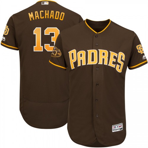 San Diego San Diego Padres #13 Manny Machado Majestic Flex Base Authentic Stitched Jersey Brown Men's