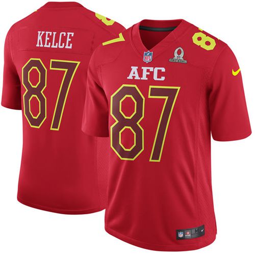 Chiefs #87 Travis Kelce Red Men's Stitched Game AFC 2017 Pro Bowl Jersey