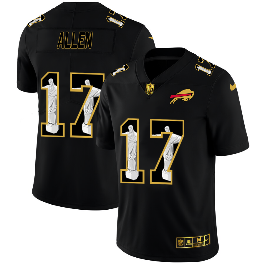 Buffalo Bills #17 Josh Allen Men's Carbon Black Vapor Cristo Redentor Limited Jersey