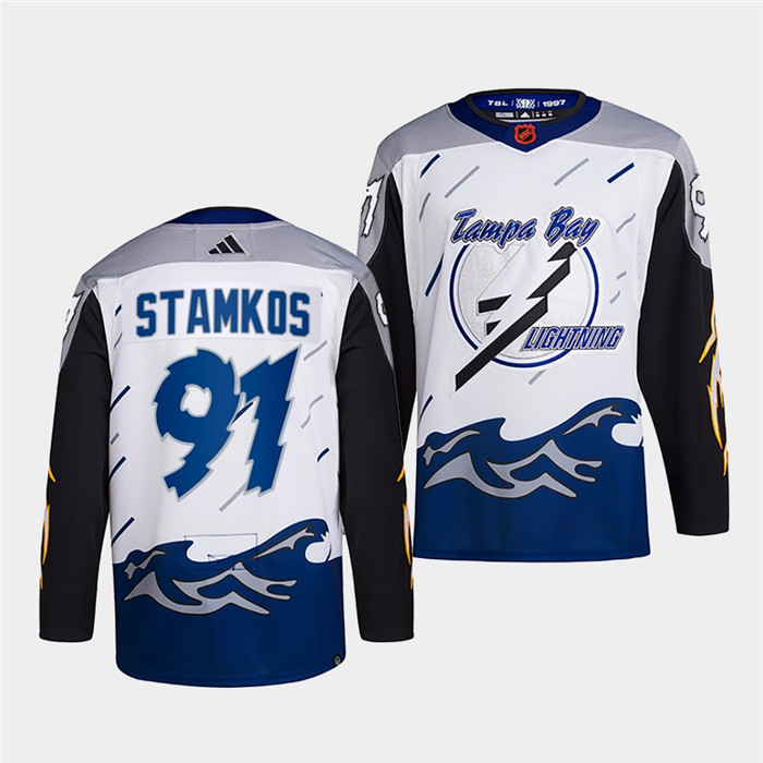 Tampa Bay Lightning #91 Steven Stamkos Men's Adidas Reverse Retro 2.0 Authentic Player Jersey - White
