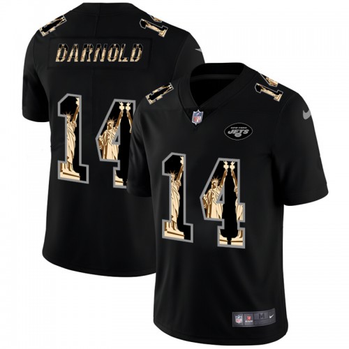 New York New York Jets #14 Sam Darnold Carbon Black Vapor Statue Of Liberty Limited Jersey Men's