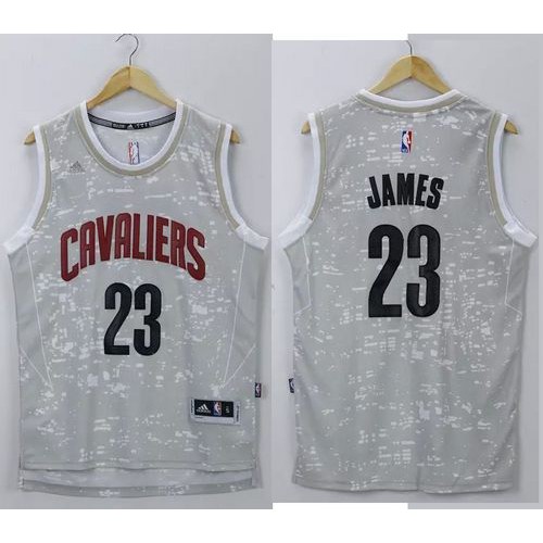 Cleveland Cavaliers #23 LeBron James Grey City Light Stitched Jersey Mens