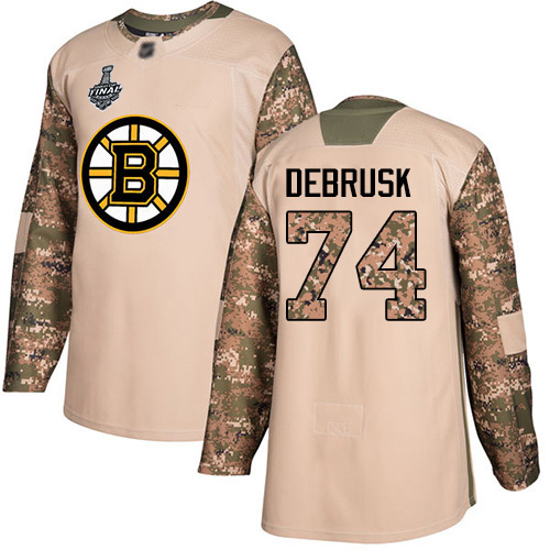 Adidas Boston Bruins #74 Jake DeBrusk Camo Authentic 2017 Veterans Day Stanley Cup Final Bound Stitched Jersey Men's