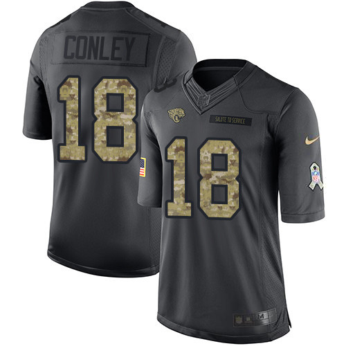 Jacksonville Jaguars #18 Chris Conley Black Men's Stitched Limited 2016 Salute To Service Jersey Men's