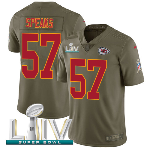 Kansas City Chiefs #57 Breeland Speaks Olive Super Bowl LIV 2020 Youth Stitched Limited 2017 Salute To Service Jersey Youth