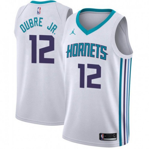 Charlotte Hornets #12 Kelly Oubre Jr. White Jordan Swingman Association Edition Jersey Mens
