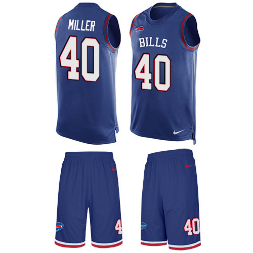 Bills #40 Von Miller Royal Blue Team Color Men's Stitched Limited Tank Top Suit Jersey