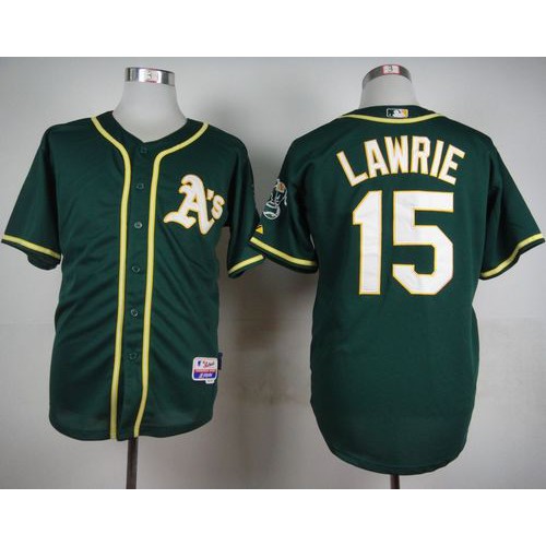 Oakland Athletics #15 Brett Lawrie Green Cool Base Stitched Jersey Men's