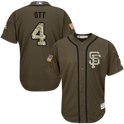 San Francisco Giants #4 Mel Ott Green Salute to Service Stitched Jersey Men's