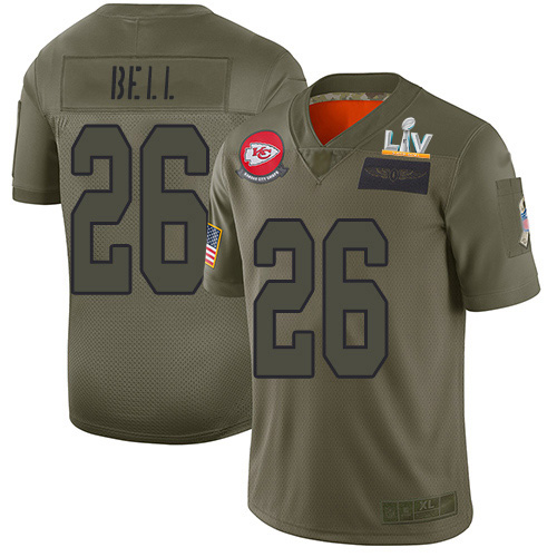Kansas City Chiefs #26 Le'Veon Bell Camo Men's Super Bowl LV Bound Stitched Limited 2019 Salute To Service Jersey Men's