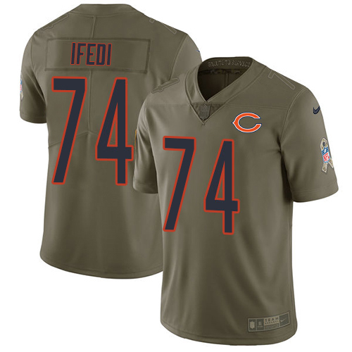 Chicago Bears #74 Germain Ifedi Olive Youth Stitched Limited 2017 Salute To Service Jersey Youth