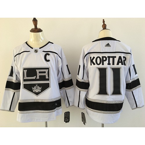 Adidas Los Angeles Kings #11 Anze Kopitar White Road Authentic Stitched Jersey Men's