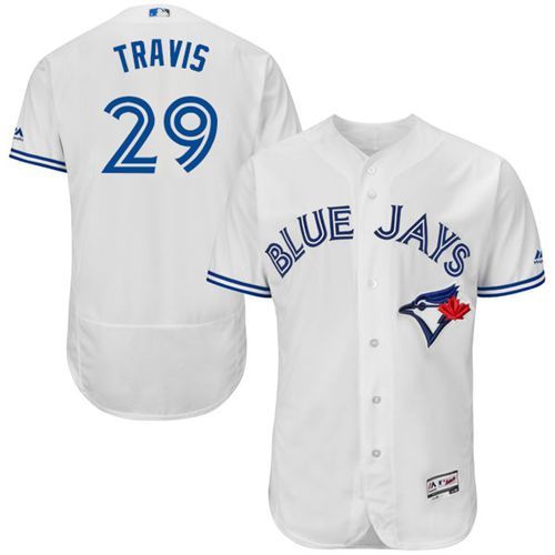 Toronto Blue Jays #29 Devon Travis White Flexbase Authentic Collection Stitched Jersey Men's