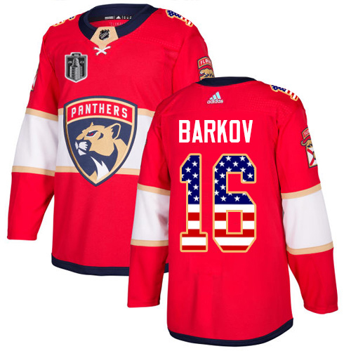 Adidas Lightning #16 Aleksander Barkov Red 2023 Stanley Cup Final Patch Home Authentic USA Flag Stitched Youth Jersey
