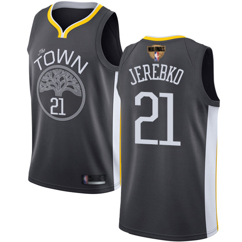 Golden State Warriors #21 Jonas Jerebko Black 2019 Finals Bound Swingman Statement Edition Jersey Mens