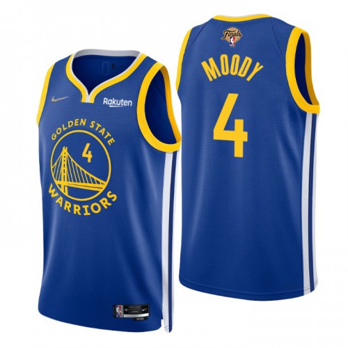 Golden State Warriors #4 Moses Moody Royal Mens 2022 Finals Icon Edition 75th Anniversary Diamond Swingman Jersey Mens