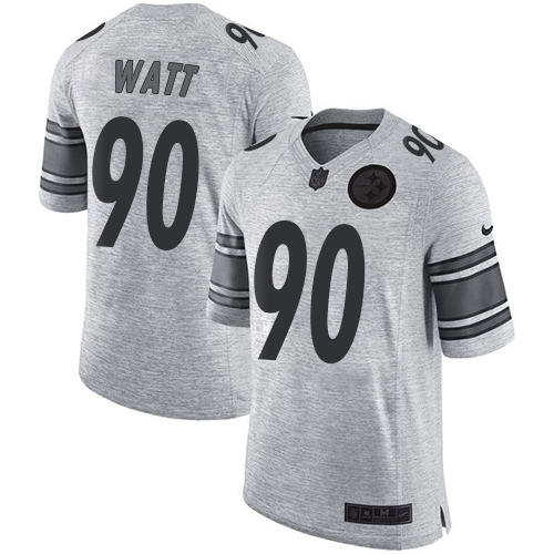 Steelers #90 T. J. Watt Gray Men's Stitched Limited Gridiron Gray II Jersey