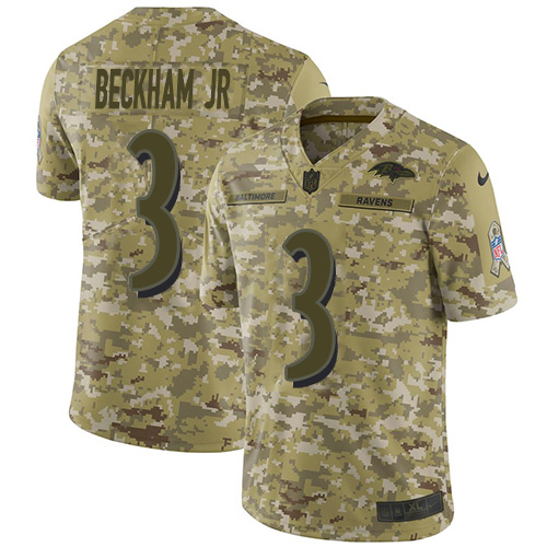 Ravens #3 Odell Beckham Jr. Camo Youth Stitched Limited 2018 Salute To Service Jersey