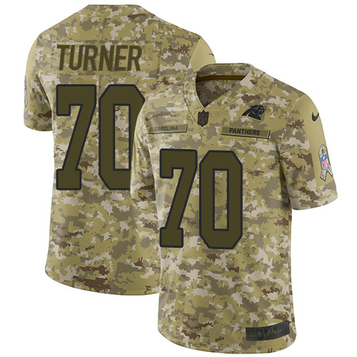Carolina Panthers #70 Trai Turner Camo Youth Stitched Limited 2018 Salute to Service Jersey Youth