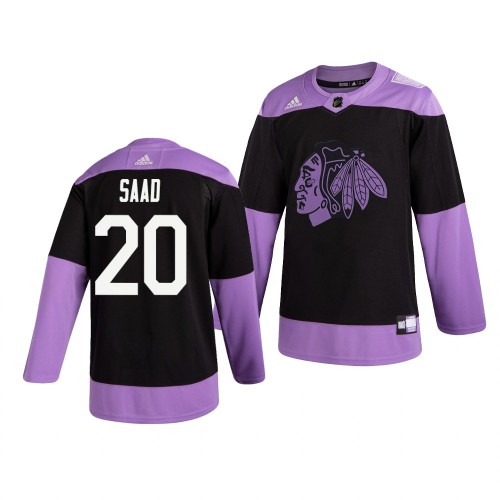 Chicago Chicago Blackhawks #20 Brandon Saad Adidas Men's Hockey Fights Cancer Practice Jersey Black Men's