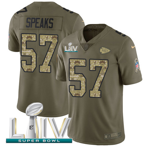 Kansas City Chiefs #57 Breeland Speaks Olive/Camo Super Bowl LIV 2020 Men's Stitched Limited 2017 Salute To Service Jersey Men's