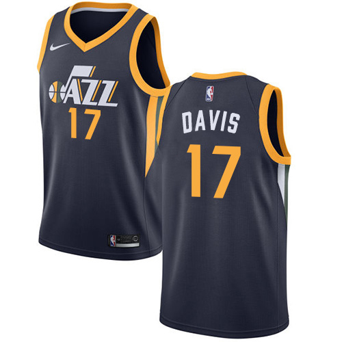 Utah Jazz #17 Ed Davis Navy Swingman Icon Edition Jersey Mens