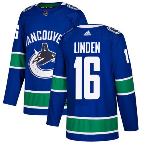 Adidas Vancouver Canucks #16 Trevor Linden Blue Home Authentic Stitched Jersey Men's