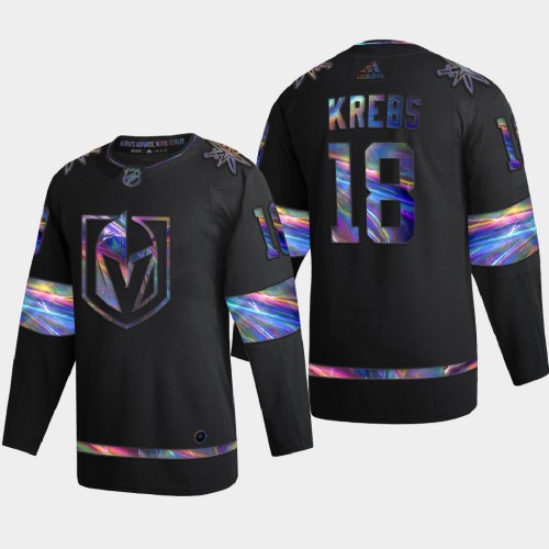 Vegas Golden Vegas Golden Knights #18 Peyton Krebs Men's Iridescent Holographic Collection Jersey - Black Men's