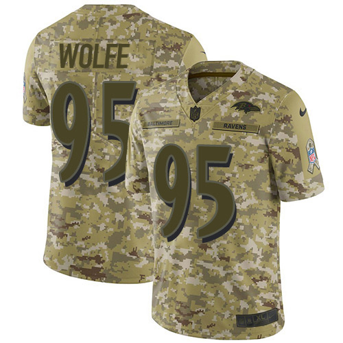 Baltimore Ravens #95 Derek Wolfe Camo Youth Stitched Limited 2018 Salute To Service Jersey Youth
