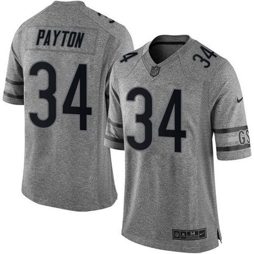 Bears #34 Walter Payton Gray Men's Stitched Limited Gridiron Gray Jersey