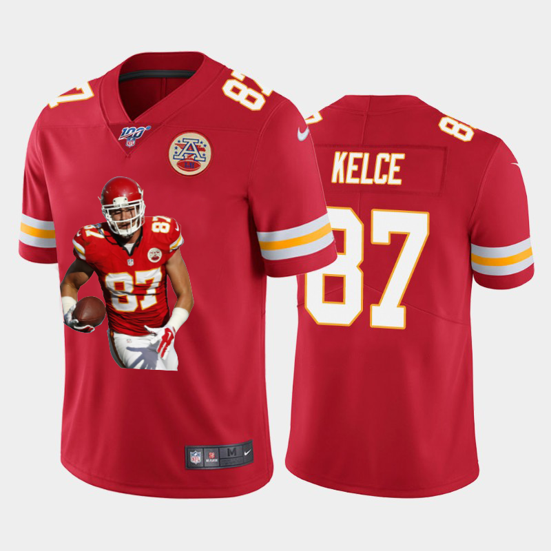 Kansas City Chiefs #87 Travis Kelce Team Hero 6 Vapor Limited 100 Jersey Red