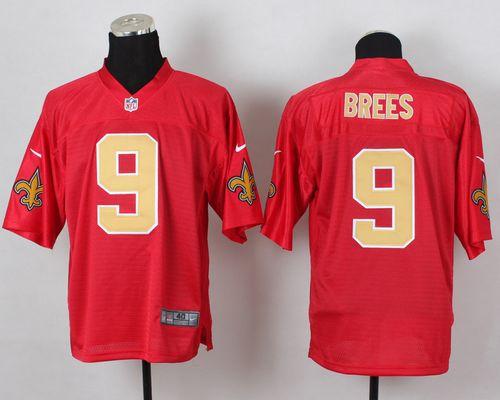 Saints #9 Drew Brees Red Men's Stitched Elite QB Practice Jersey