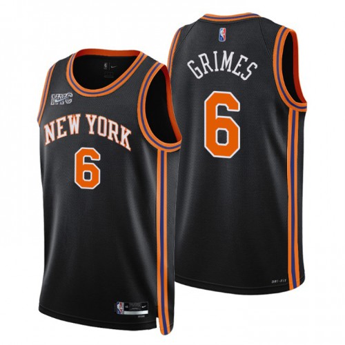 New York New York Knicks #6 Quentin Grimes Mens Black 2021/22 Swingman Jersey - City Edition Mens