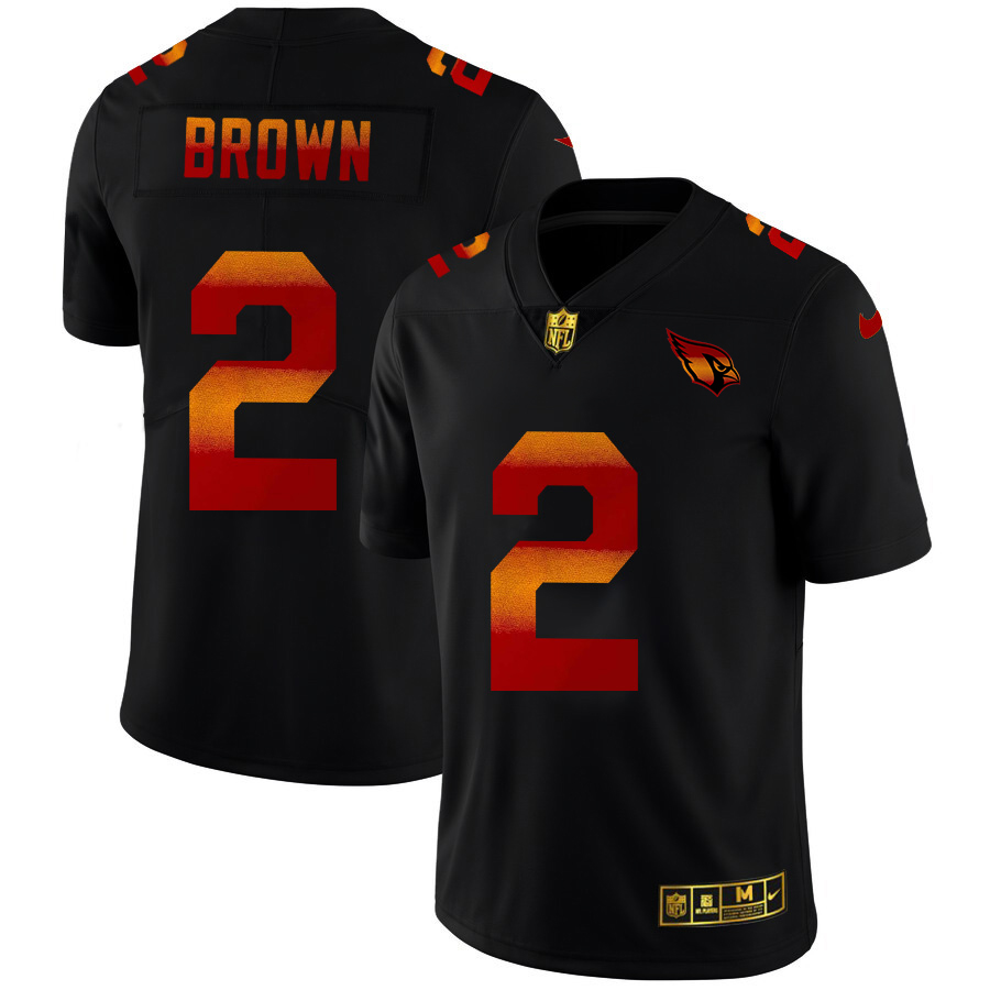 Arizona Cardinals #2 Marquise Brown Men's Black Red Orange Stripe Vapor Limited Jersey