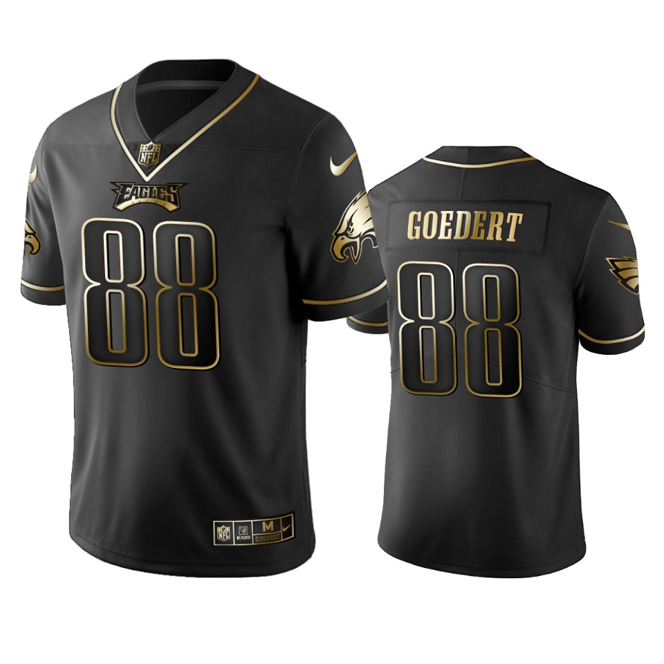 Eagles #88 Dallas Goedert Black Golden Limited Edition Stitched Jersey