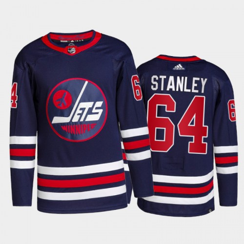 Adidas Winnipeg Jets #64 Logan Stanley Men's 2021-22 Alternate Authentic Jersey - Navy Men's