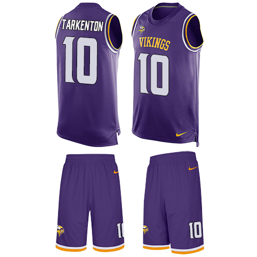 Vikings #10 Fran Tarkenton Purple Team Color Men's Stitched Limited Tank Top Suit Jersey