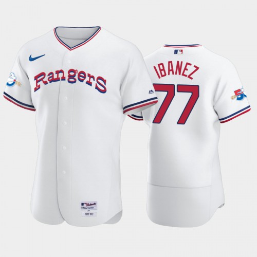 Texas Texas Rangers #77 Andy Ibanez 1972 Throwback 50th Anniversary Authentic Men's Jersey - White Men's
