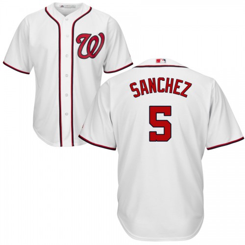 Washington Washington Nationals #5 Adrian Sanchez Cool Base White Stitched Jersey Men's