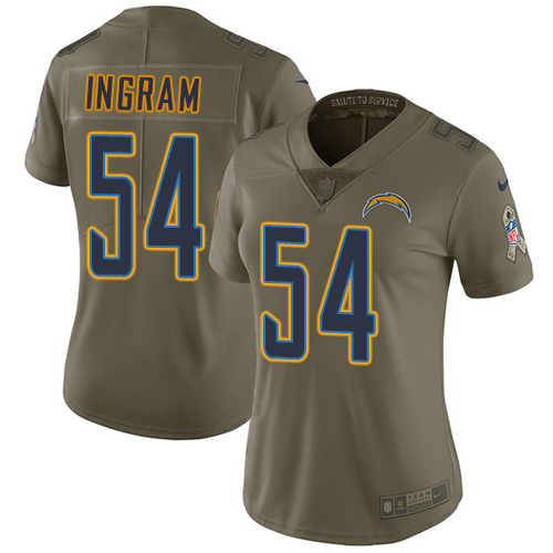 Los Angeles Chargers #54 Melvin Ingram Olive Women's Stitched Limited 2017 Salute to Service Jersey Womens