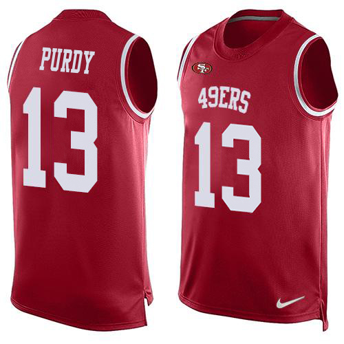 49ers #13 Brock Purdy Red Team Color Men's Stitched Limited Tank Top Jersey