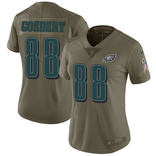 Eagles #88 Dallas Goedert Olive Women's Stitched Limited 2017 Salute To Service Jersey