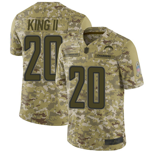 Los Angeles Chargers #20 Desmond King II Camo Youth Stitched Limited 2018 Salute to Service Jersey Youth