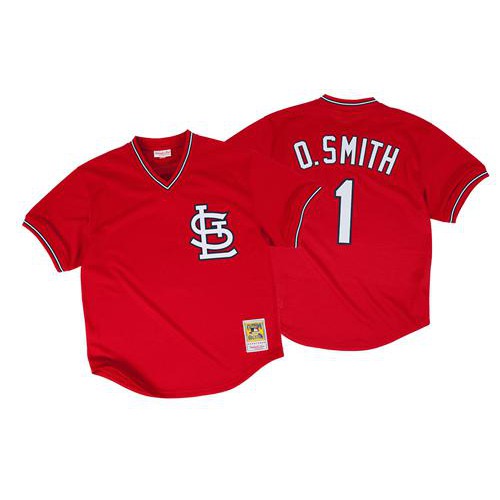 Mitchell And Ness 1996 St.Louis Cardinals #1 Ozzie Smith Red Stitched Jersey Men's