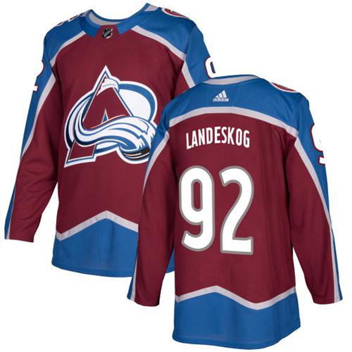 Adidas Colorado Avalanche #92 Gabriel Landeskog Burgundy Home Authentic Stitched Jersey Men's