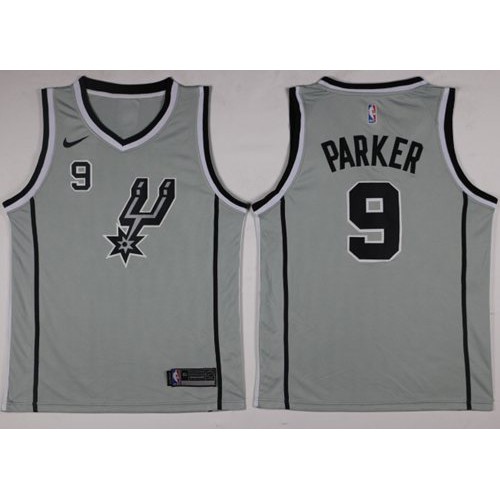 San Antonio Spurs #9 Tony Parker Silver Statement Edition Swingman Jersey Mens
