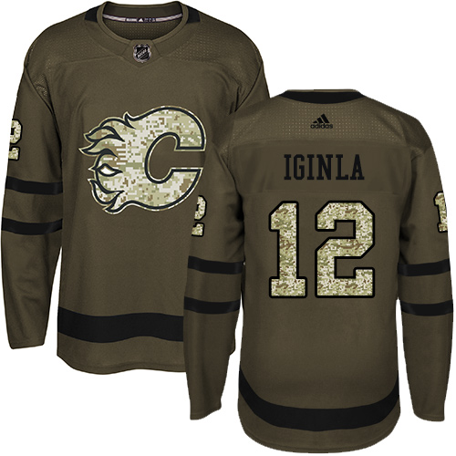 Adidas Calgary Flames #12 Jarome Iginla Green Salute to Service Stitched Youth Jersey Youth