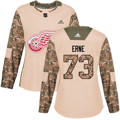 Adidas Detroit Red Wings #73 Adam Erne Camo Authentic 2017 Veterans Day Women's Stitched Jersey Womens