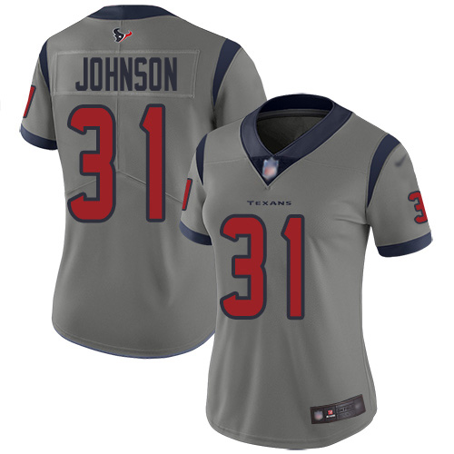 Houston Texans #31 David Johnson Gray Women's Stitched Limited Inverted Legend Jersey Womens